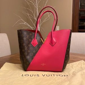 Louis Vuitton kimono MM shoulder bag, best red color with LV monogram, Authentic